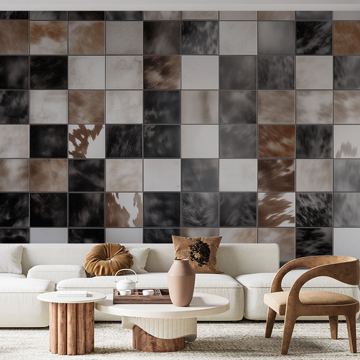 Mural Wallpaper checkerboard | Cowhide pattern