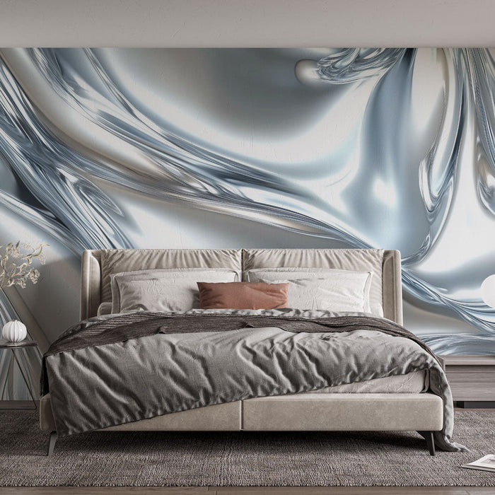 Tapeta abstraktní | Lesklý tekutý kovový