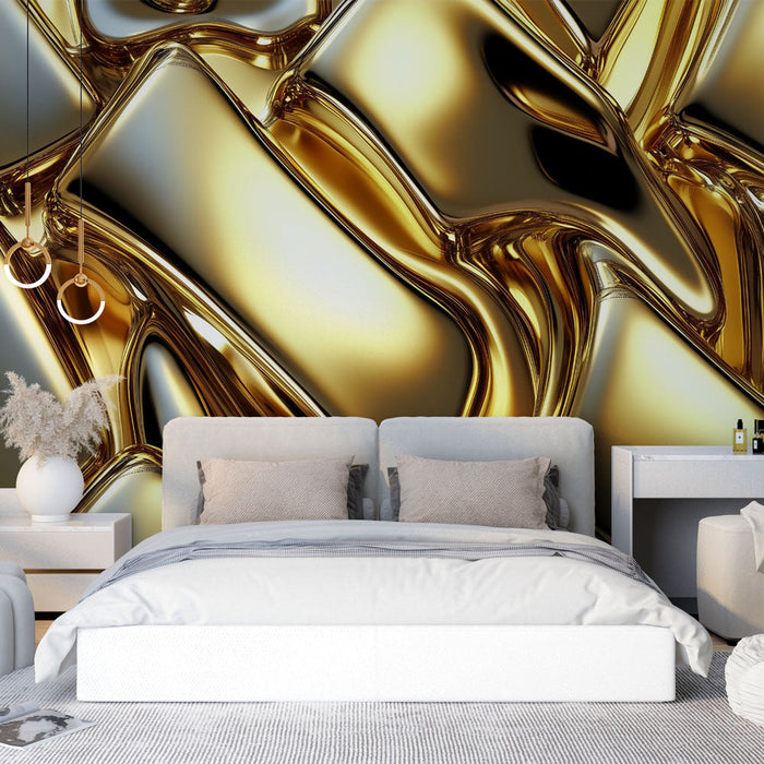 Tapeta gold | Abstraktní kovový design