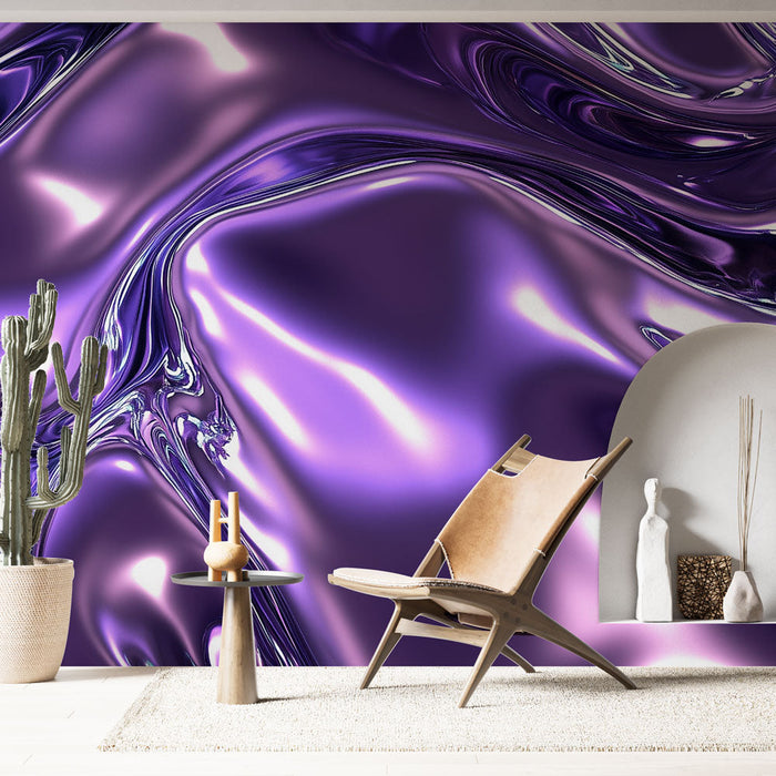 Tapeta kovově fialová | Tekutý a luxusní efekt