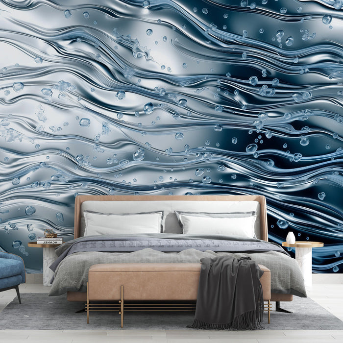 Метални вълни на тапет | Сребърни потоци