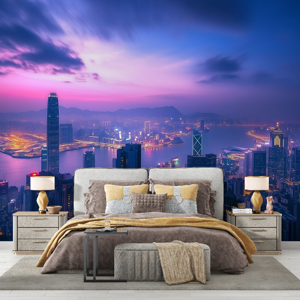 Tapete urban | Nachtansicht der modernen Stadt — WonderMural, image size:1000x1000