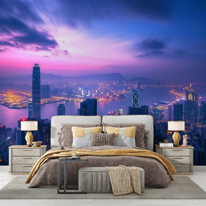 Falfestmény városi | A modern város éjszakai látképe