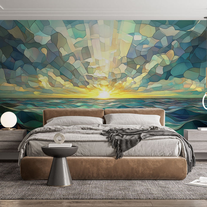 Carta da parati oceano mosaico | Design astratto e colorato