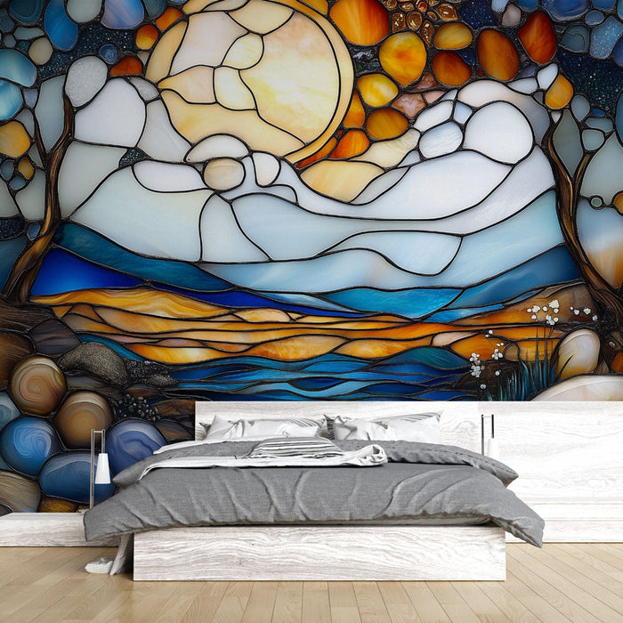 Tapete bleiglas | Bunte Flusslandschaft