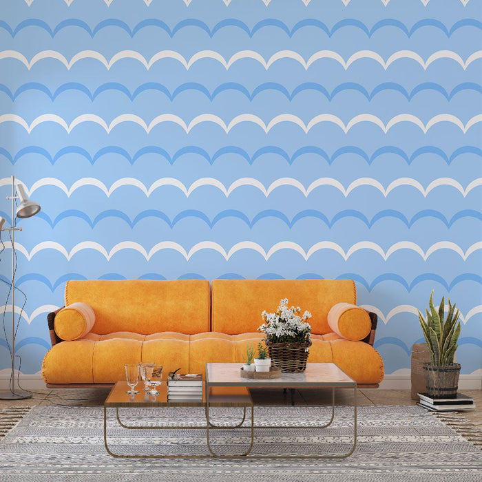 Mural Wallpaper blue waves | Marine and soothing design