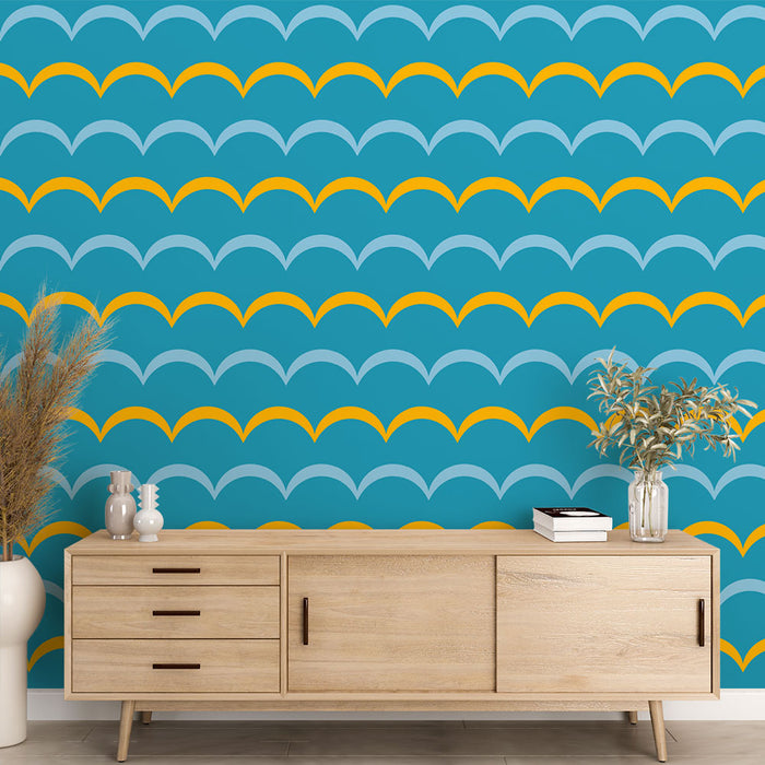 Foto Behang geometrisch | Multicolored Waves Pattern