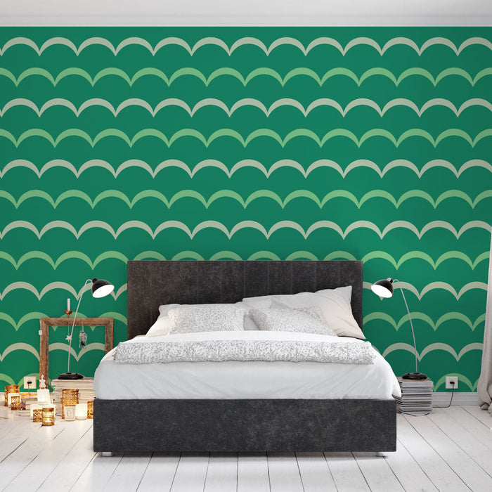 Tapeta undulations | Zelený geometrický styl