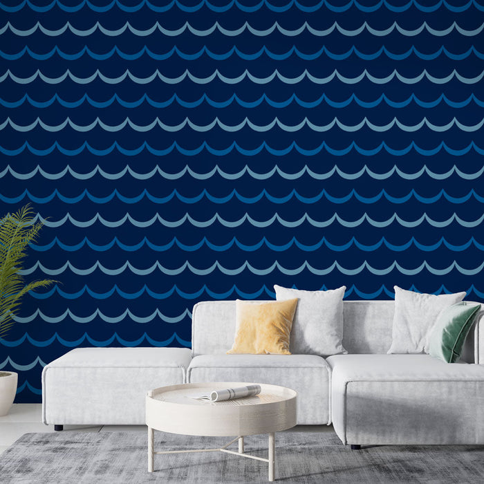 Papel de parede ondas | Design marinho azul