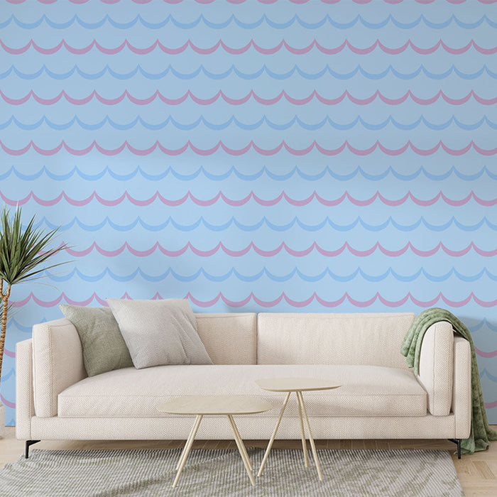 Tapetti-aallot | Pehmeät sinisen ja vaaleanpunaisen sävyt