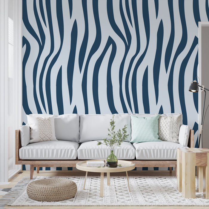 Tapeta zebra | Nowoczesny design w niebieskim i białym