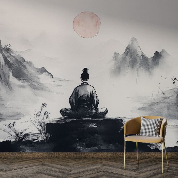 Muralna tapeta zen | Ilustracija meditacije v gorski pokrajini